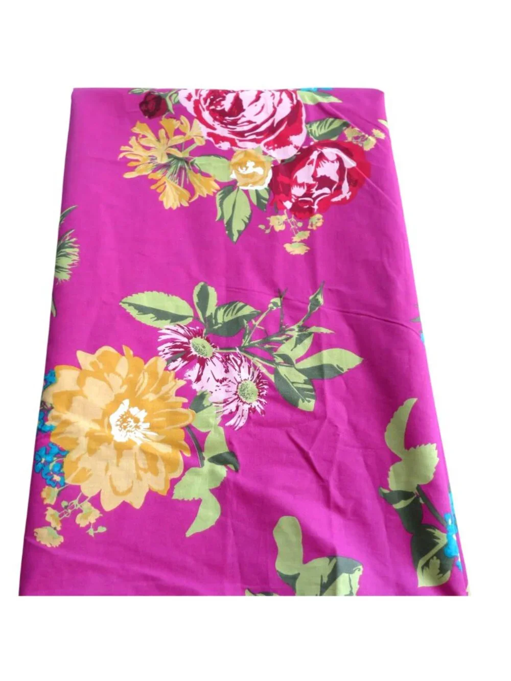 New H&M Twin Floral Duvet Cover Set Vibrant Pink Multicolor Flowers 100% Cotton